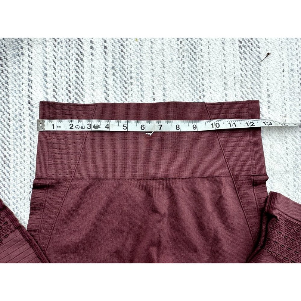 Gymshark Leggings Small Red Energy Crop Eyelet detail Laser Cut Maroon Womens - Picture 8 of 12